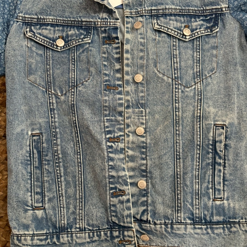 Anthropologie Medium Avec Les Filles Quilted Patchwork Floral Denim Jacket - Picture 5 of 8